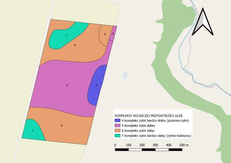 Kompleks rolniczej przydatności gleb na obszarze uprawy.