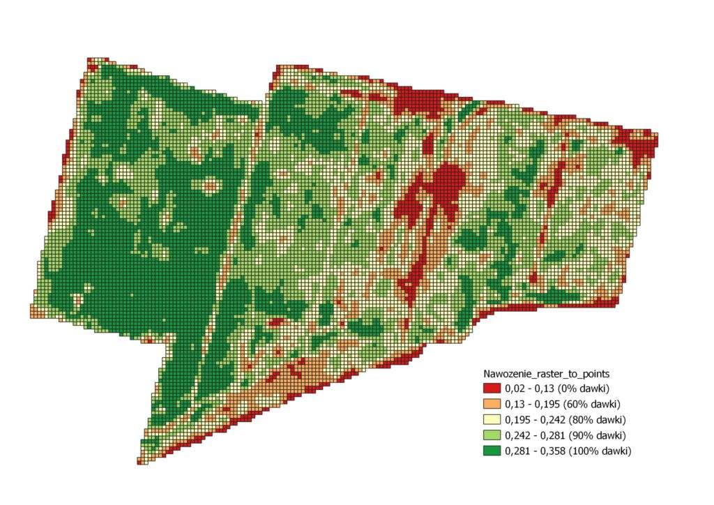 Segmentacja obszarów pod nawożenie mineralne.