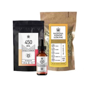 Set of 3% CBD oil raspberry 15ml + shelled hemp seeds RASPBERRY & SEEDS POWER
