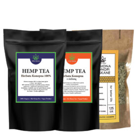 Set of hemp tea 100% 25g + MIX of hemp and green tea 25g + shelled hemp seeds 125g