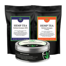 Zestaw herbat konesera herbata konopna 100% 25g + MIX herbaty konopnej i zielonej 25g + herbata Hemp Tea Exclusive 20g